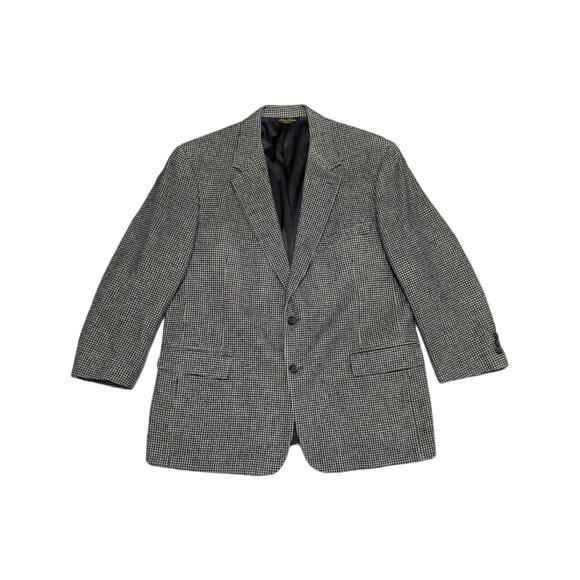 Vintage Brooks Brothers Camel Hair Suit Jacket Blazer Houndstooth Black 90s VTG - Picture 1 of 6